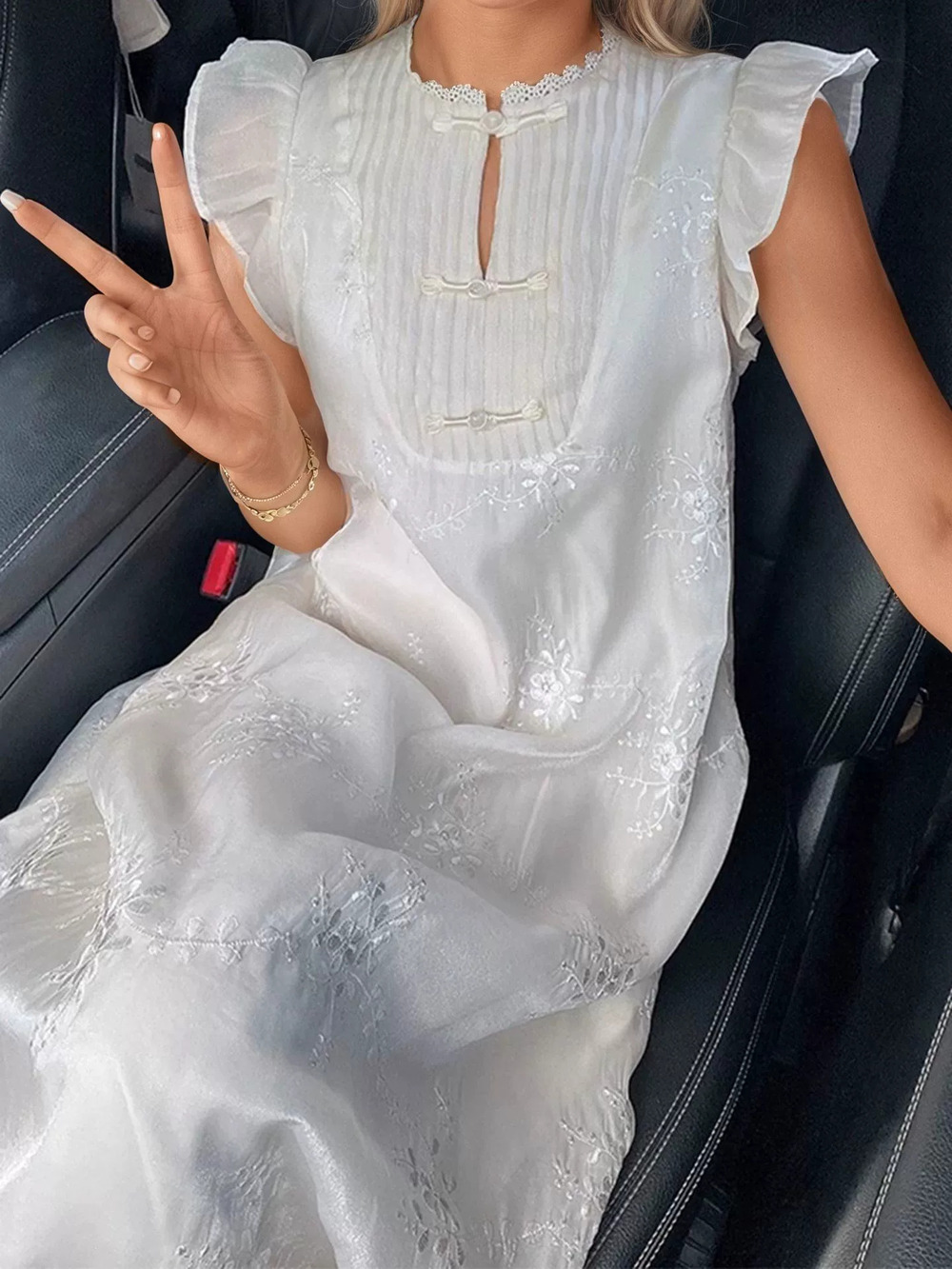Zara Heavy Embroidered Brocade Summer Dress